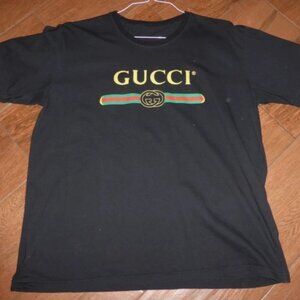 Gucci Look a Like Black Logo Tee